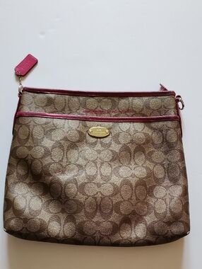 Coach Brown Signature File Canvas Crossbody. PROJECT BAG.